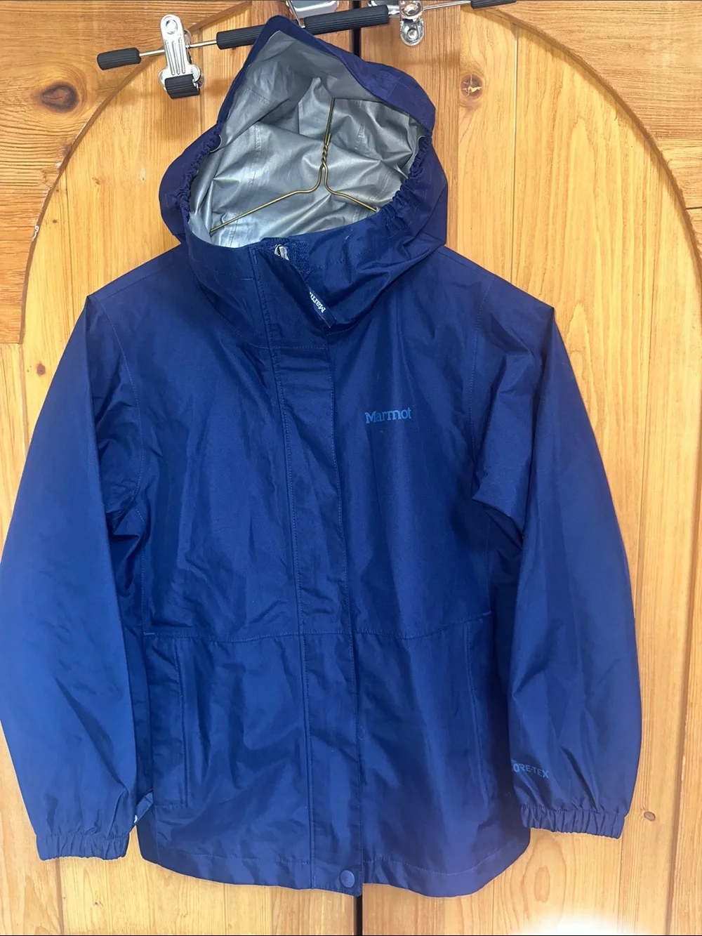 Marmot Kids Blue Waterproof Rain Jacket with Hood